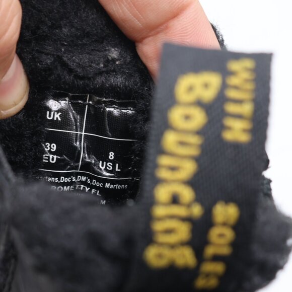 Doc Dr. Martens Rometty FL Faux Fur Lined Chelsea Boots Women's 8 Black Leather - Picture 3 of 12